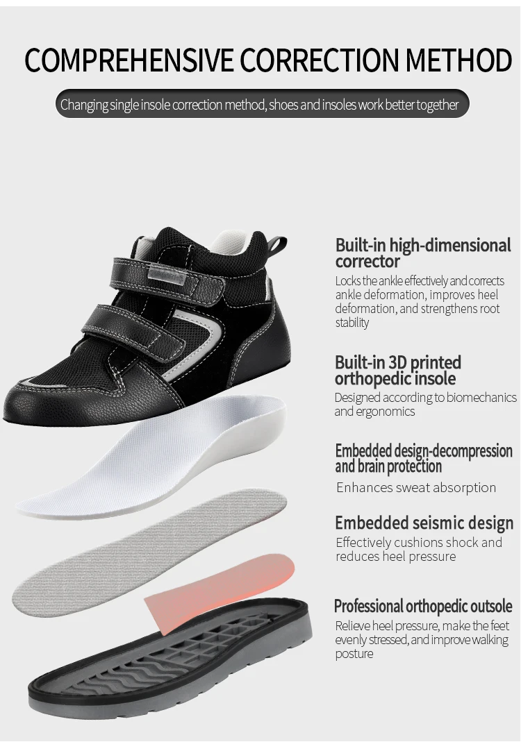 Princepard Children Orthopedic Sneakers for Flatfeet Ankle Support Kids Sport Running Shoes with Insole Corrective Boys Girls