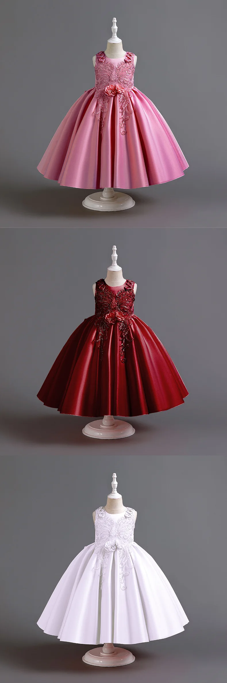 Summer New Girl's Sleeveless Sticker Party Princess Dress Birthday Wedding Children's Day School Graduation Evening Dress