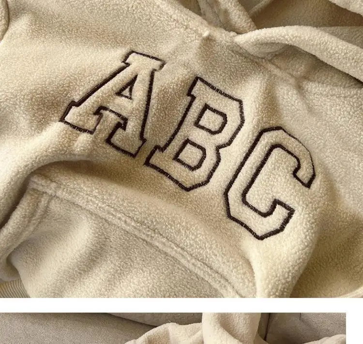 New Alphabet children's autumn and winter fleece casual suit, boys' and girls' hoodie small children's puller