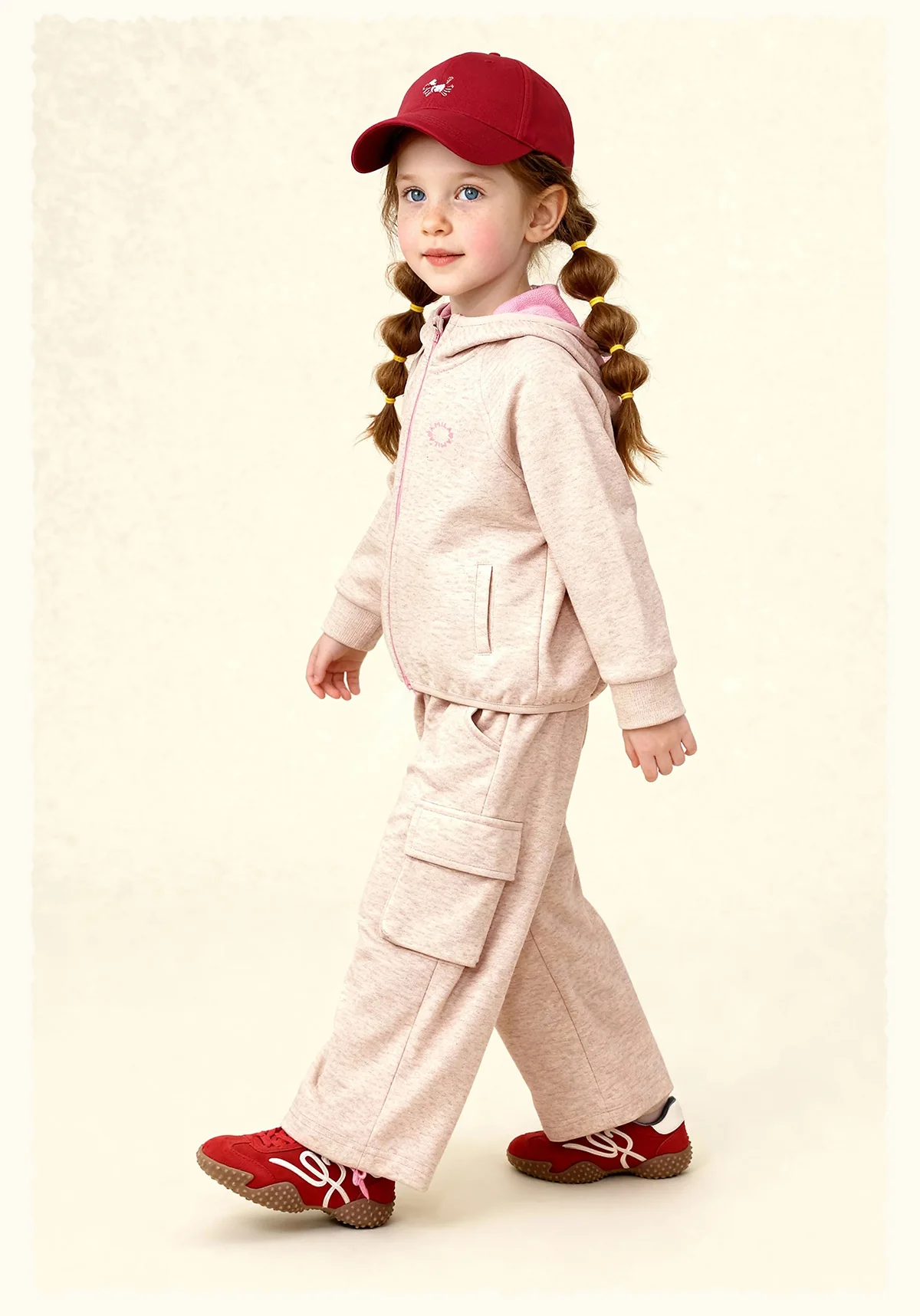 Amila Spring Children's Pants Set, Men's and Women's Hooded Zipper Jacket, Casual Children's Clothing Top, Two Piece Pants Set