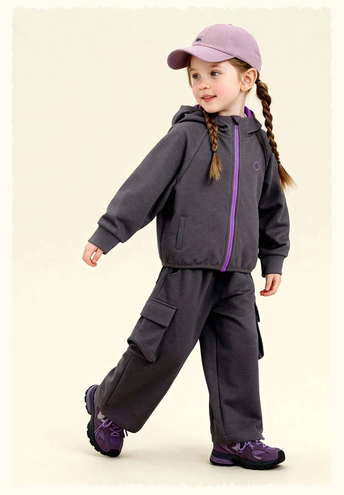 Amila Spring Children's Pants Set, Men's and Women's Hooded Zipper Jacket, Casual Children's Clothing Top, Two Piece Pants Set