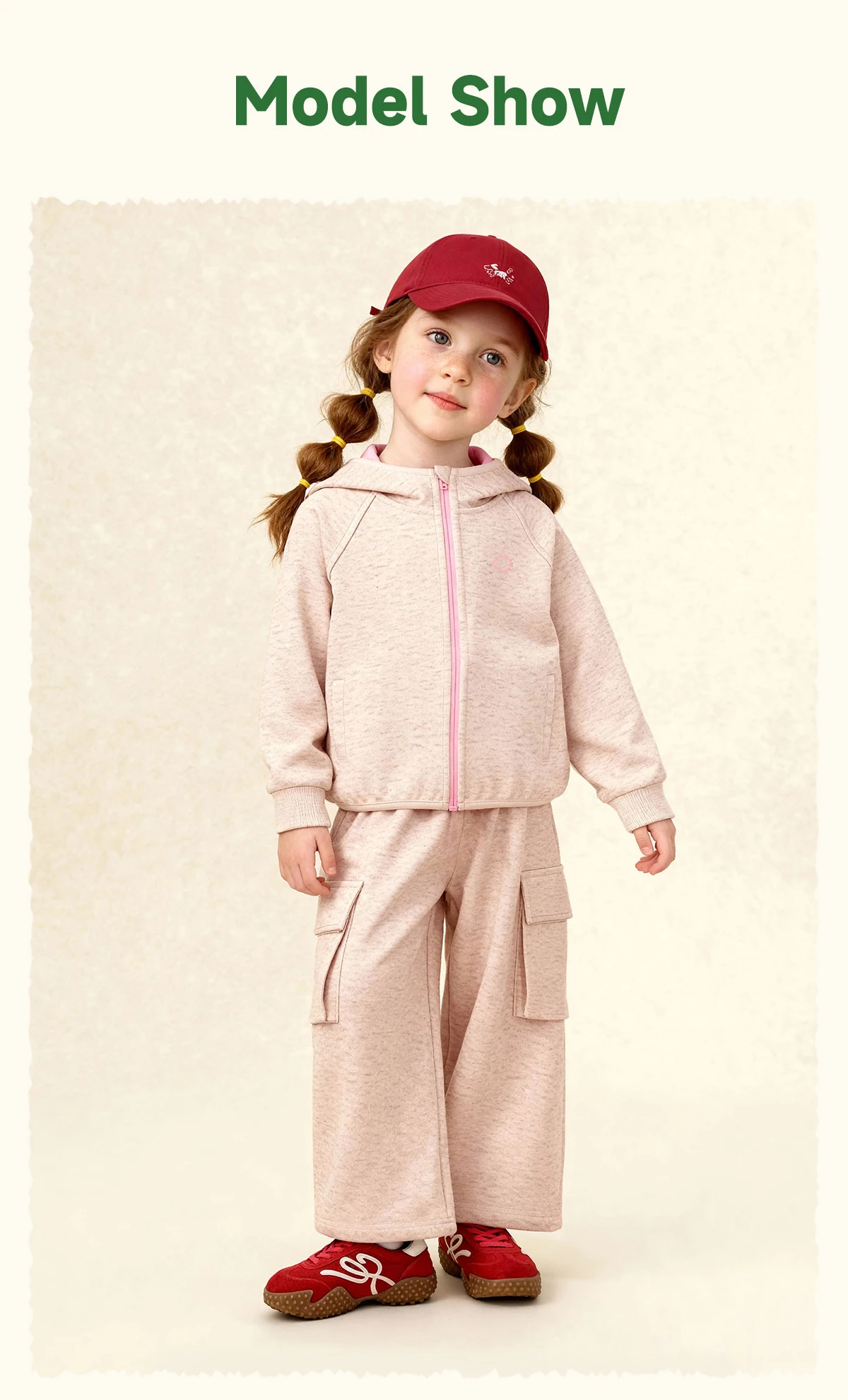 Amila Spring Children's Pants Set, Men's and Women's Hooded Zipper Jacket, Casual Children's Clothing Top, Two Piece Pants Set