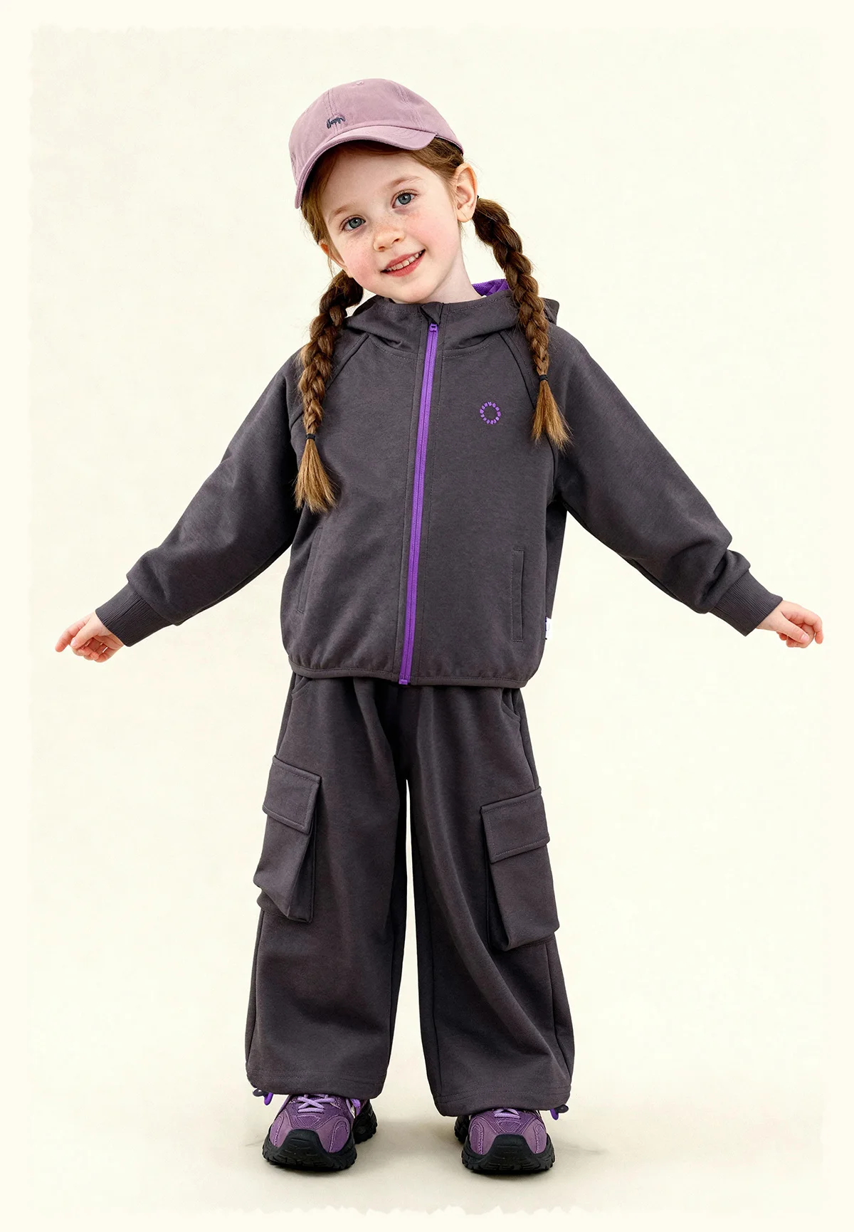 Amila Spring Children's Pants Set, Men's and Women's Hooded Zipper Jacket, Casual Children's Clothing Top, Two Piece Pants Set