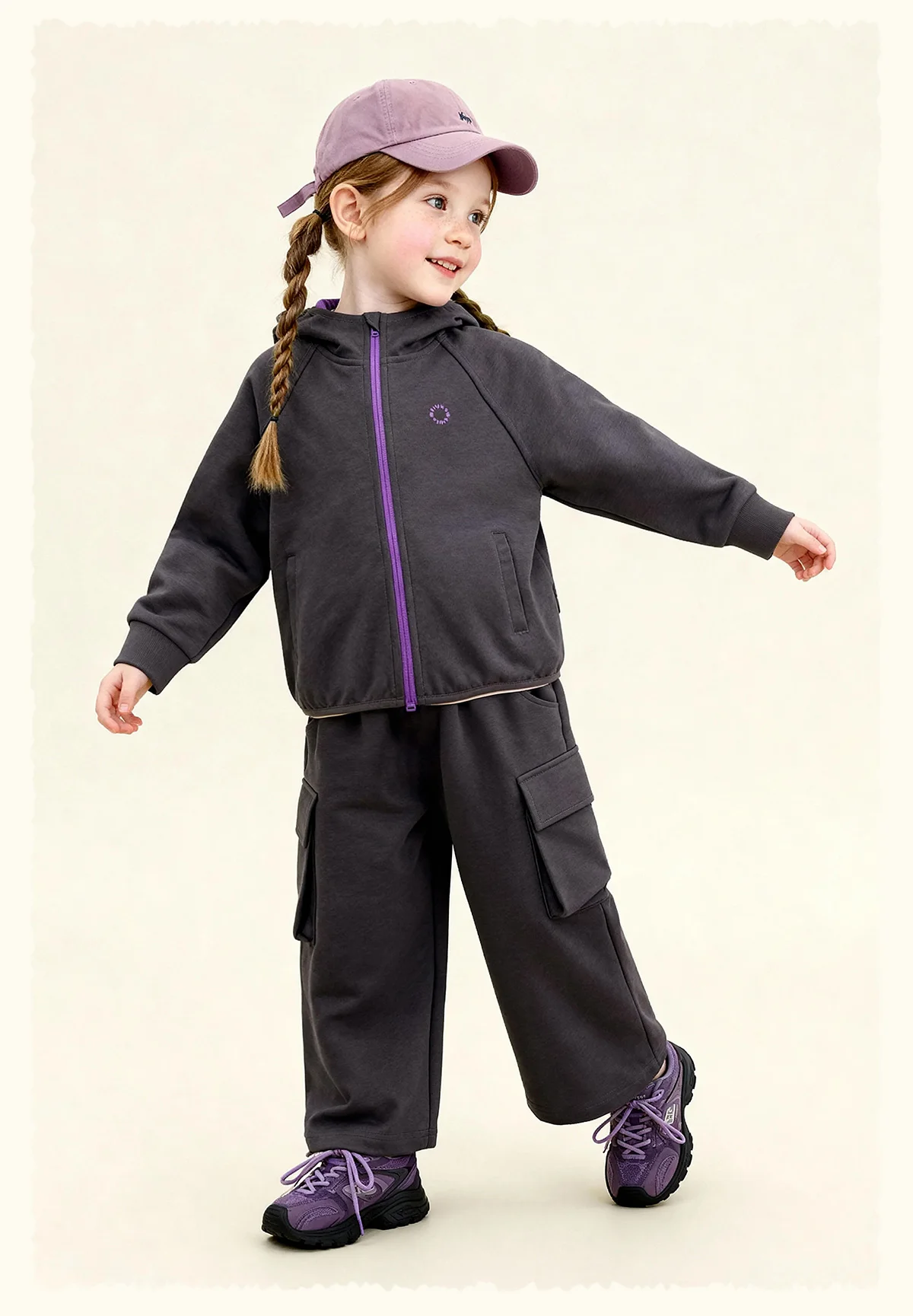 Amila Spring Children's Pants Set, Men's and Women's Hooded Zipper Jacket, Casual Children's Clothing Top, Two Piece Pants Set
