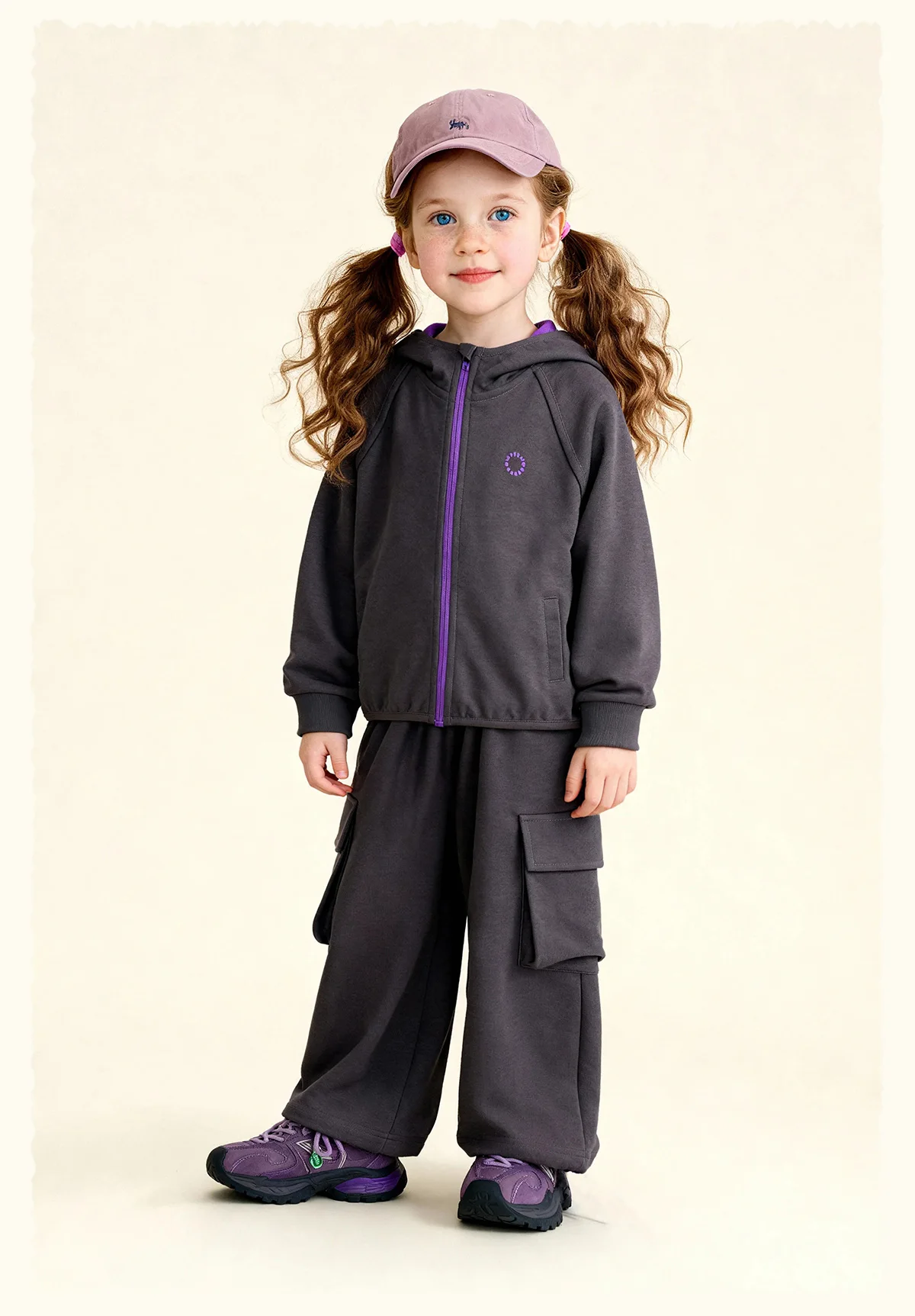 Amila Spring Children's Pants Set, Men's and Women's Hooded Zipper Jacket, Casual Children's Clothing Top, Two Piece Pants Set