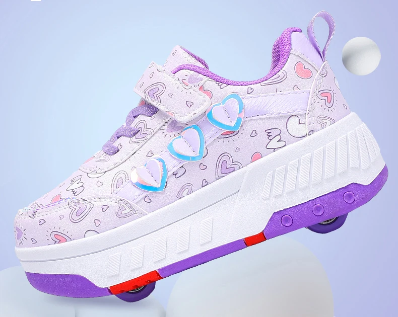 Children's Skateboard Shoes Walking Rolling Dual-Use Comfortable Wear-resistant Outdoor Roller Skate Sneakers Girls Boys 4 Wheel