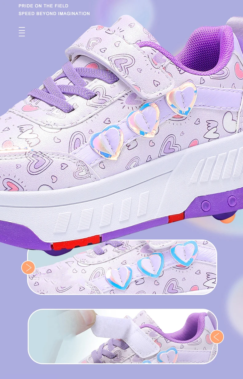 Children's Skateboard Shoes Walking Rolling Dual-Use Comfortable Wear-resistant Outdoor Roller Skate Sneakers Girls Boys 4 Wheel