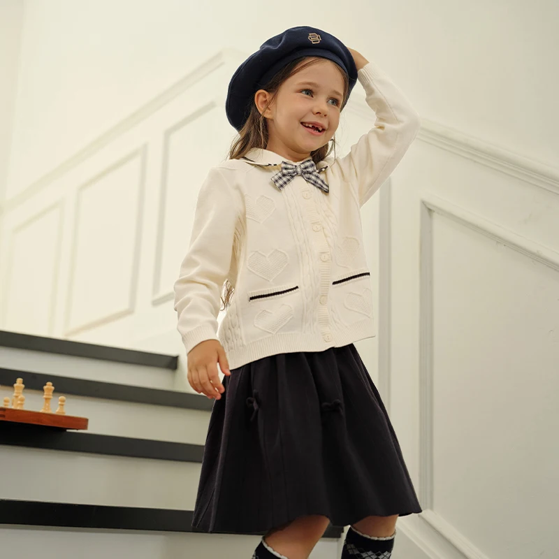 Dave Bella Children 2PCS Sweater Skirt Sets Girls Long Sleeve Cardigan Princess Skirt Party Clothes Top Dress Suits DK3241333