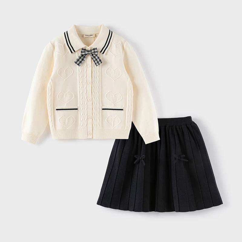 Dave Bella Children 2PCS Sweater Skirt Sets Girls Long Sleeve Cardigan Princess Skirt Party Clothes Top Dress Suits DK3241333