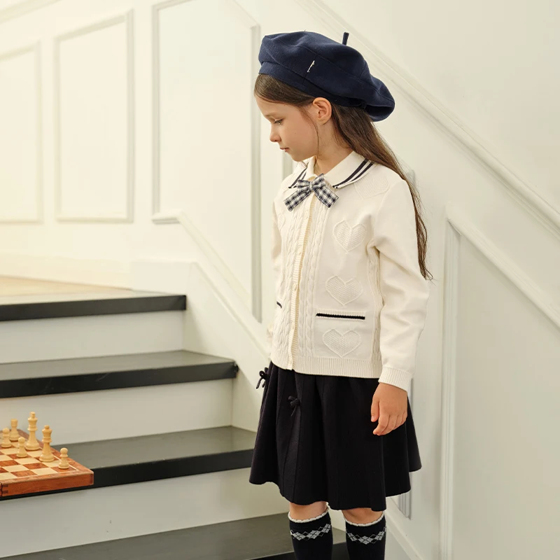 Dave Bella Children 2PCS Sweater Skirt Sets Girls Long Sleeve Cardigan Princess Skirt Party Clothes Top Dress Suits DK3241333