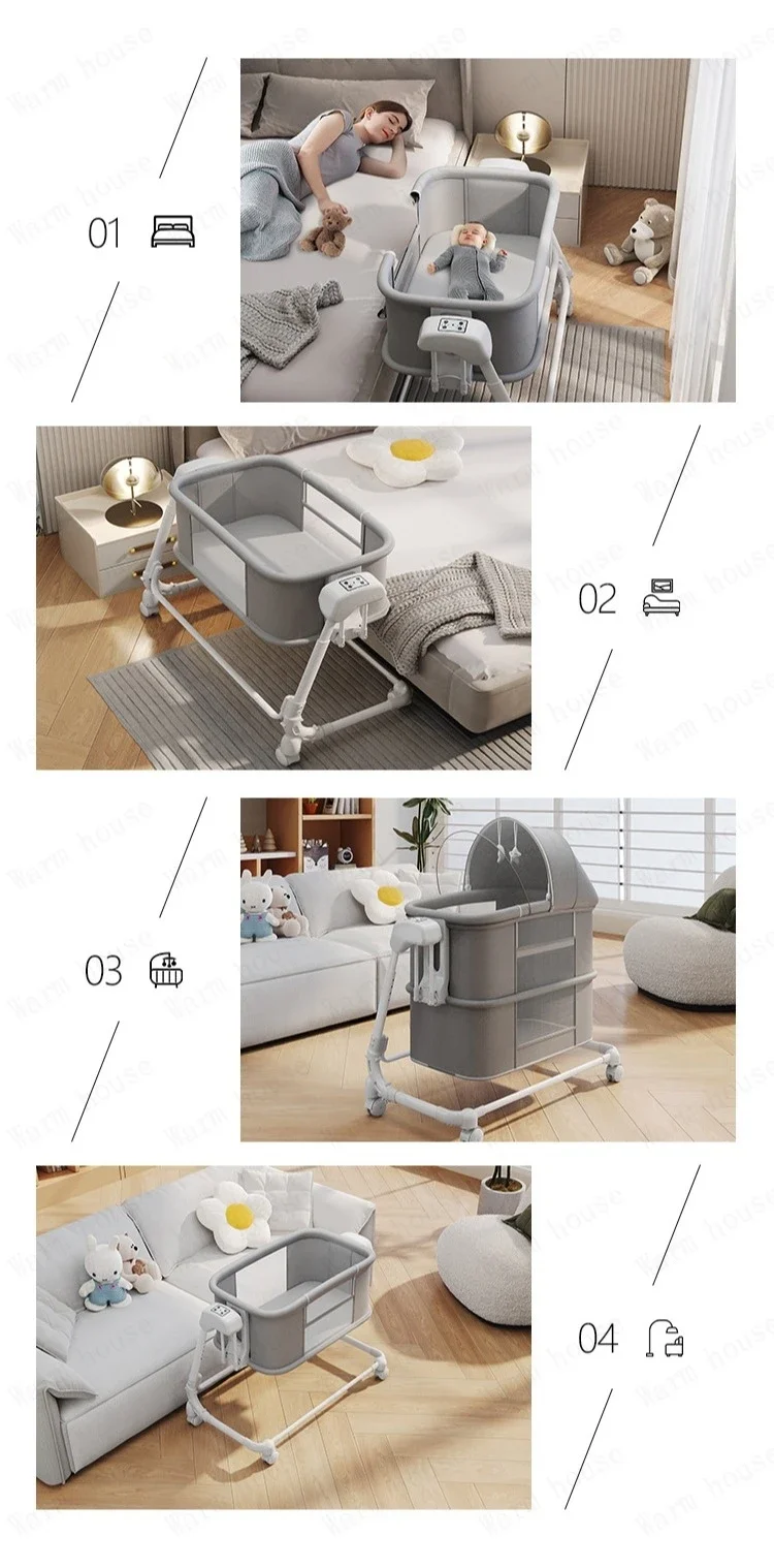 2025 New Portable Child Beds Multifunctional Children Folding Newborn Baby Cribs Child Beds Luxury Baby Bassinet Bedside Crib
