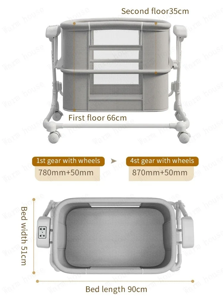 2025 New Portable Child Beds Multifunctional Children Folding Newborn Baby Cribs Child Beds Luxury Baby Bassinet Bedside Crib