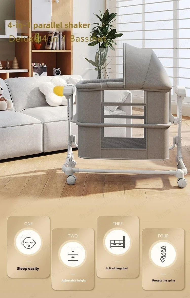 2025 New Portable Child Beds Multifunctional Children Folding Newborn Baby Cribs Child Beds Luxury Baby Bassinet Bedside Crib
