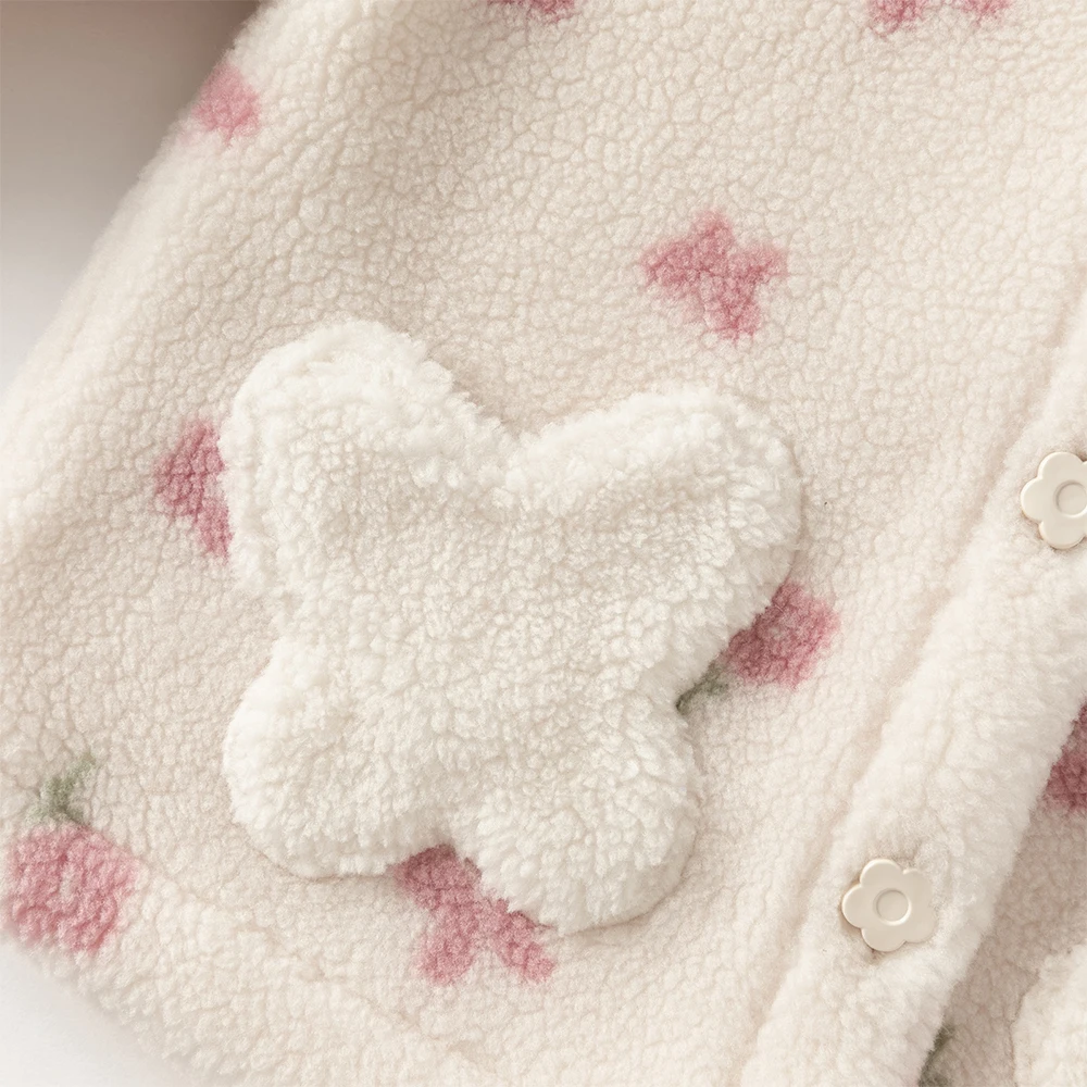 Dave Bella Children Coat Autumn Winter Baby Girls Fashion Sweet Warm Top Thick Floral Print Outerwear Girls' Clothing DB4254638