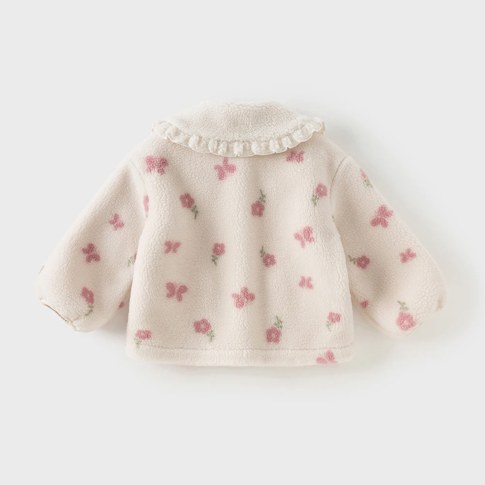 Dave Bella Children Coat Autumn Winter Baby Girls Fashion Sweet Warm Top Thick Floral Print Outerwear Girls' Clothing DB4254638