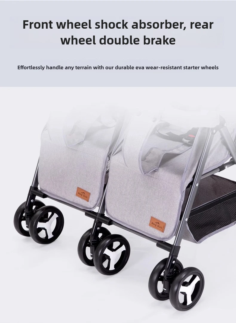 Twin Stroller, Double Seat/double Recline Stroller, Foldable, Suitable for Two People and Can Be Taken Into Elevators.