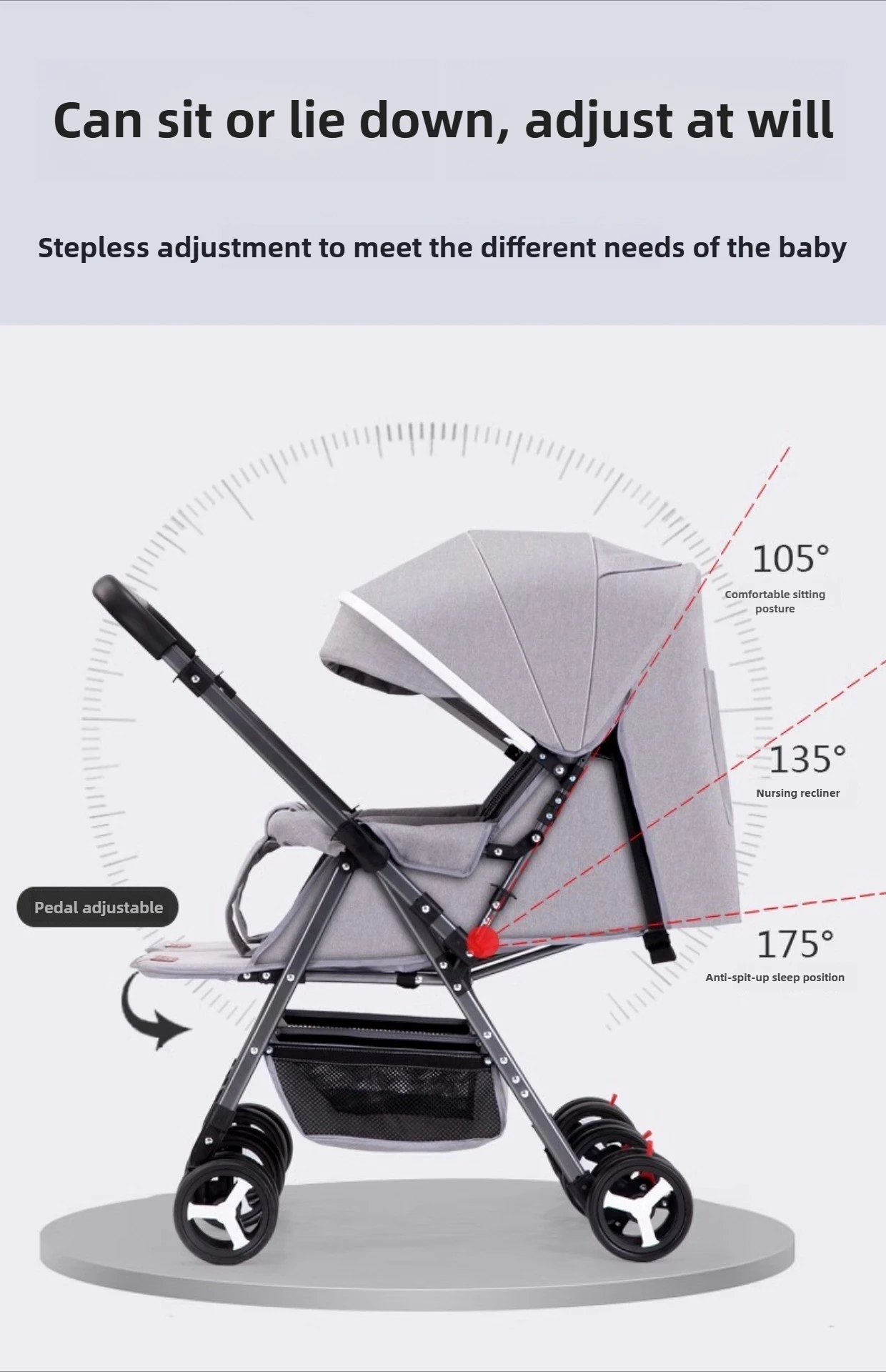 Twin Stroller, Double Seat/double Recline Stroller, Foldable, Suitable for Two People and Can Be Taken Into Elevators.