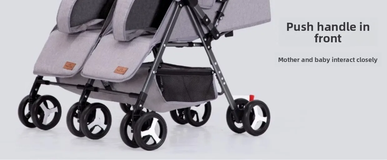 Twin Stroller, Double Seat/double Recline Stroller, Foldable, Suitable for Two People and Can Be Taken Into Elevators.