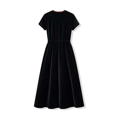 Shabbos Teen/Woman Dress Winter Robe Short Sleeves Clothing Waist 2 Cord Strings Girls Black Velour Dress Sizes XS-XXXL