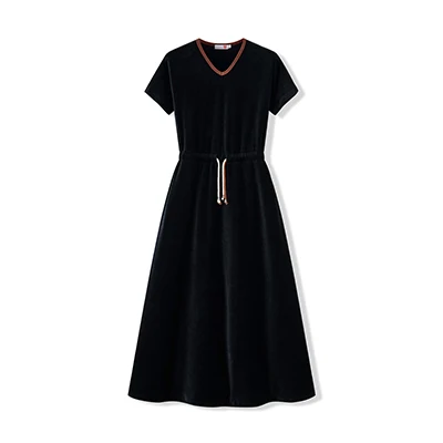 Shabbos Teen/Woman Dress Winter Robe Short Sleeves Clothing Waist 2 Cord Strings Girls Black Velour Dress Sizes XS-XXXL