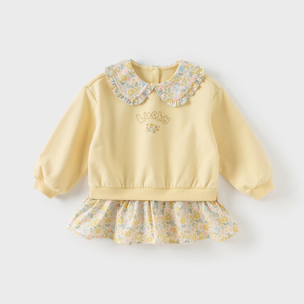 Dave Bella Autumn Children's Hoodie Girls' Floral Sweatshit Sweet Cute Baby Girl Long Sleeved  Elegant Clothes Party DB3252684
