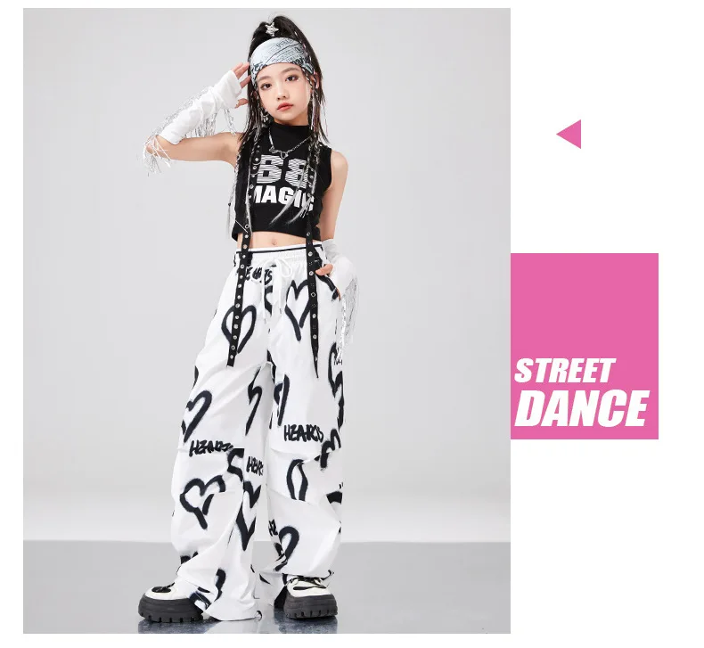 Girls K-pop Crop vest Top Love Pants Street Dance Skirts Kids Hip Hop Streetwear Children Jazz Costumes Girl Group Clothes Sets