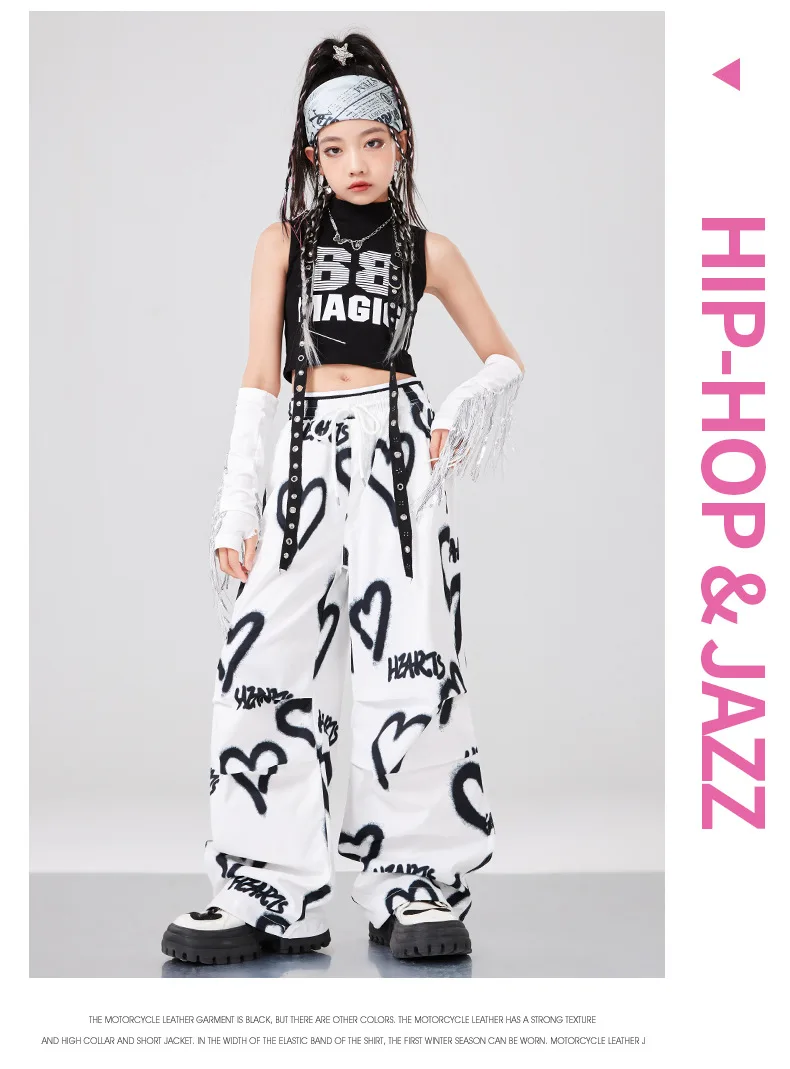 Girls K-pop Crop vest Top Love Pants Street Dance Skirts Kids Hip Hop Streetwear Children Jazz Costumes Girl Group Clothes Sets