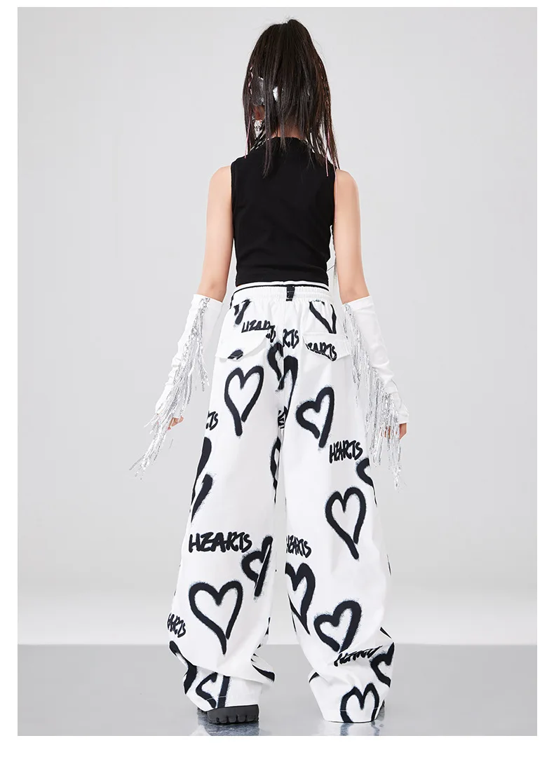 Girls K-pop Crop vest Top Love Pants Street Dance Skirts Kids Hip Hop Streetwear Children Jazz Costumes Girl Group Clothes Sets