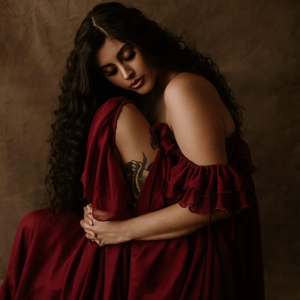 Maternity Photography Studio Costumes Wine Red Elegant Chiffon Dress Photo Shoot Dress For Pregnant Women