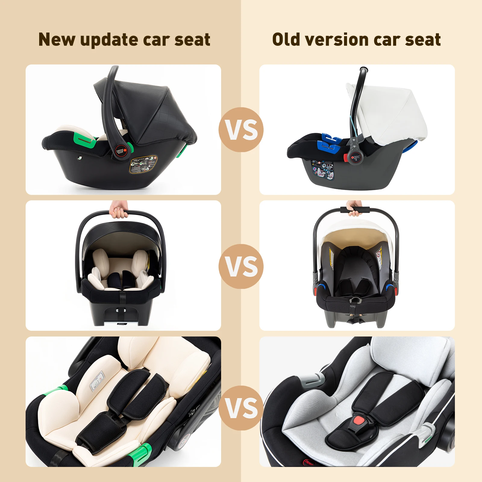 3 in 1 Baby Carriage Stroller Portable Luxurious Travel Pram High Landscape Newborn Baby Stroller with Baby Carrier PU Leather