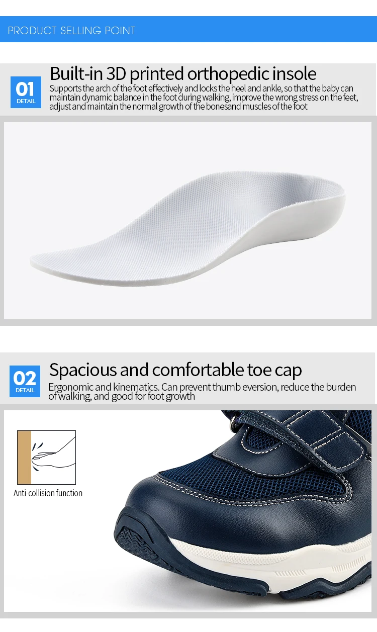Princepard Boys Orthopedic Shoes Mesh Kids Correcting Sneakers for Flat Feet Ankle Support Casual Footwear