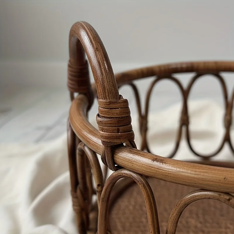 Newborn Photo Prop: Handwoven Indonesian Rattan Basket for Boys & Girls. Studio & Family Photography. Decor Basket