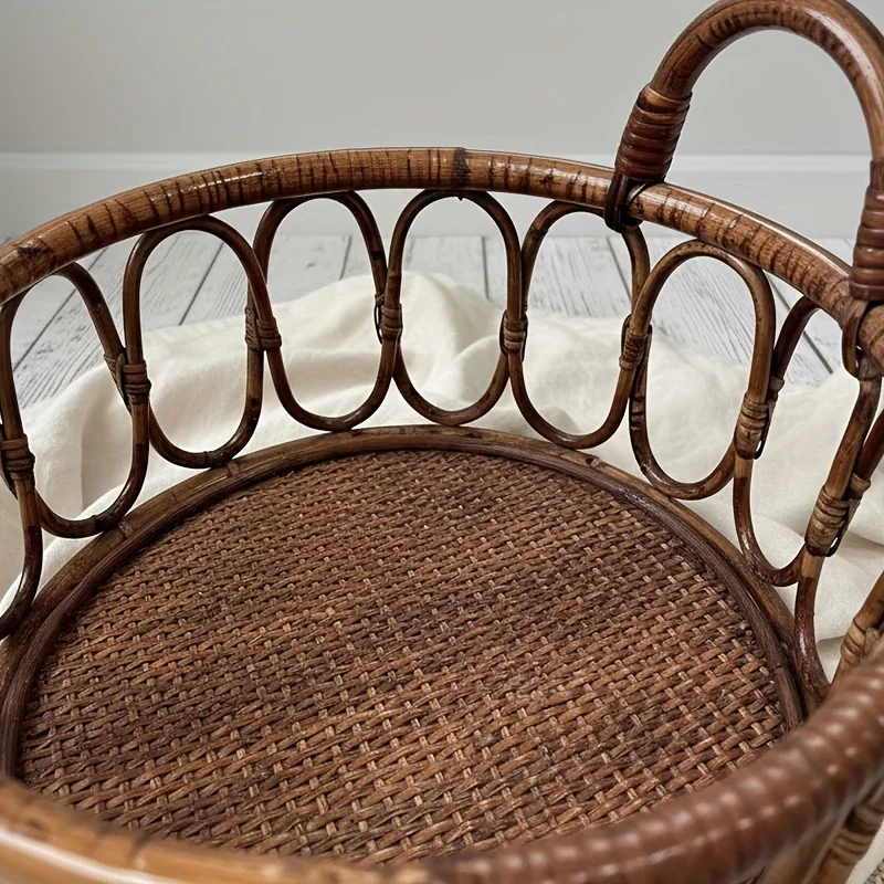 Newborn Photo Prop: Handwoven Indonesian Rattan Basket for Boys & Girls. Studio & Family Photography. Decor Basket