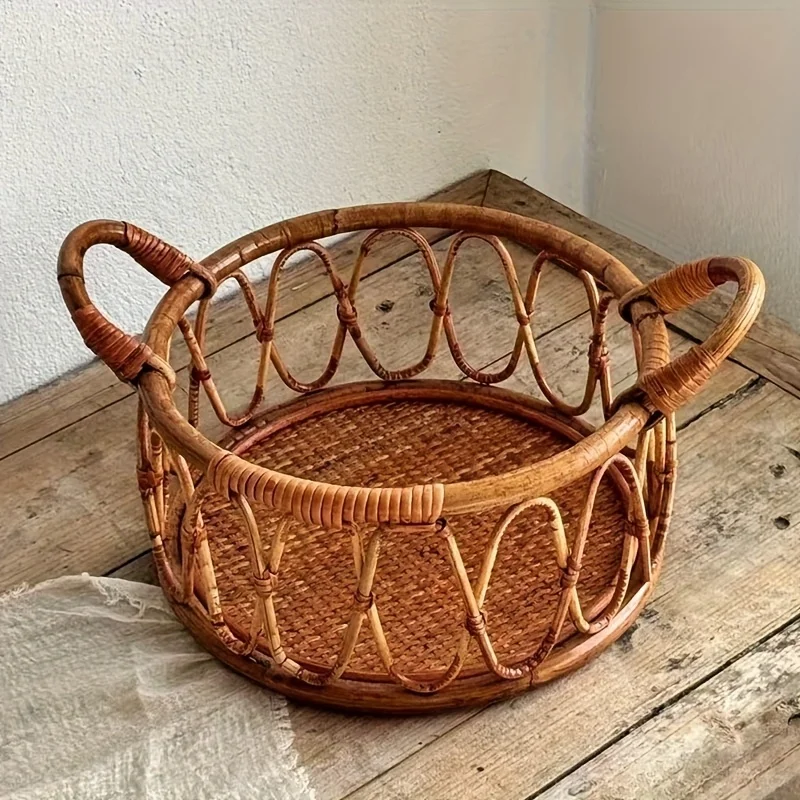 Newborn Photo Prop: Handwoven Indonesian Rattan Basket for Boys & Girls. Studio & Family Photography. Decor Basket