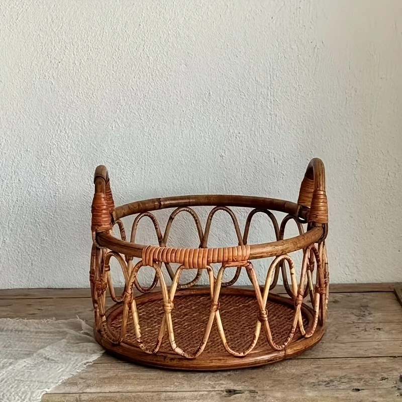Newborn Photo Prop: Handwoven Indonesian Rattan Basket for Boys & Girls. Studio & Family Photography. Decor Basket