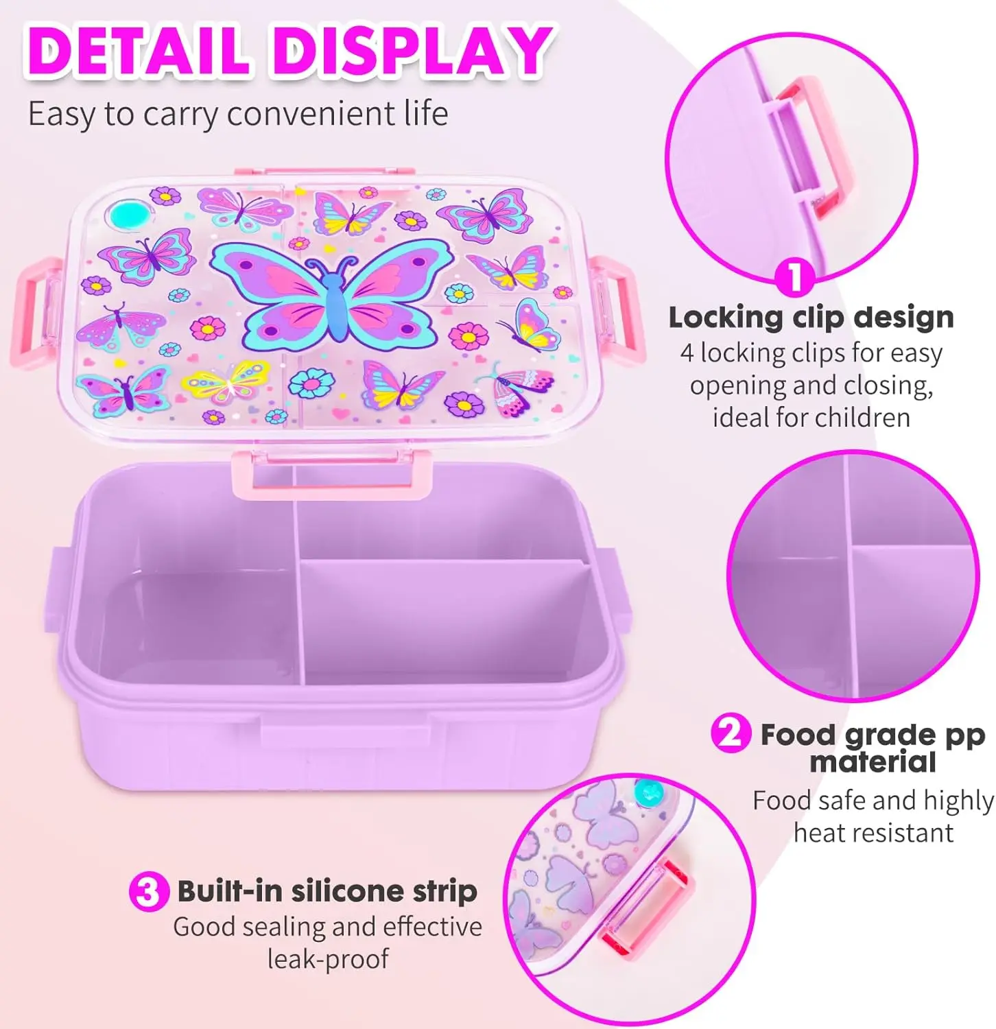3 Pcs Kids Backpack Set for Girls School Bag, Lightweight Elementary, Large Capacity & Water-Resistant, with Lunch Bag&Lunch Box