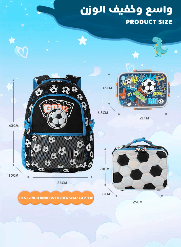 3 Pcs Kids Backpack Set for Girls School Bag, Lightweight Elementary, Large Capacity & Water-Resistant, with Lunch Bag&Lunch Box