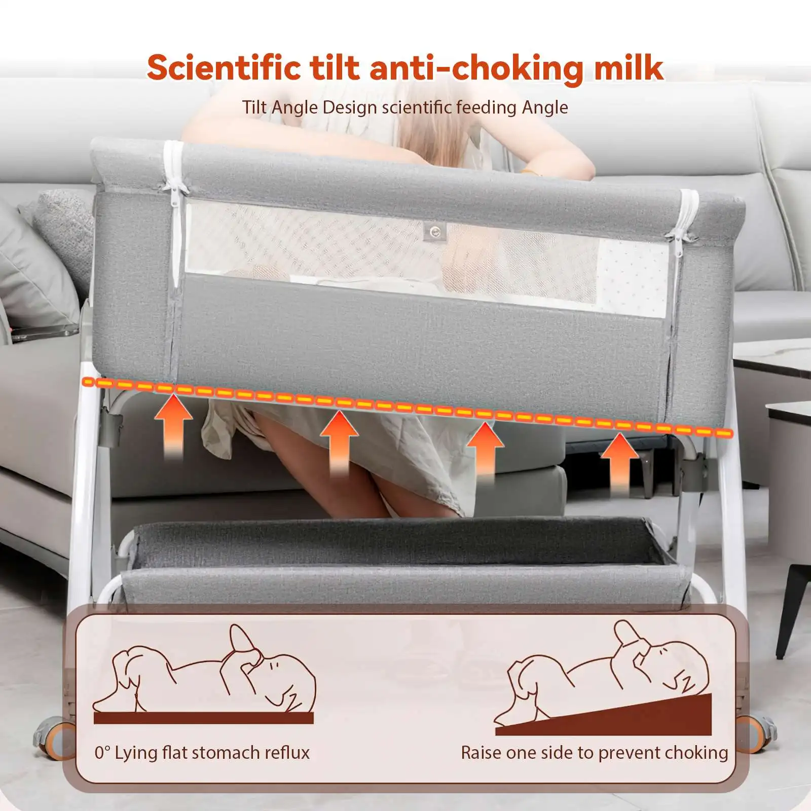 3-in-1 baby bed, portable crib, baby playpen, 0–3 years, multifunctional, foldable and adjustable, with a mosquito net and castors