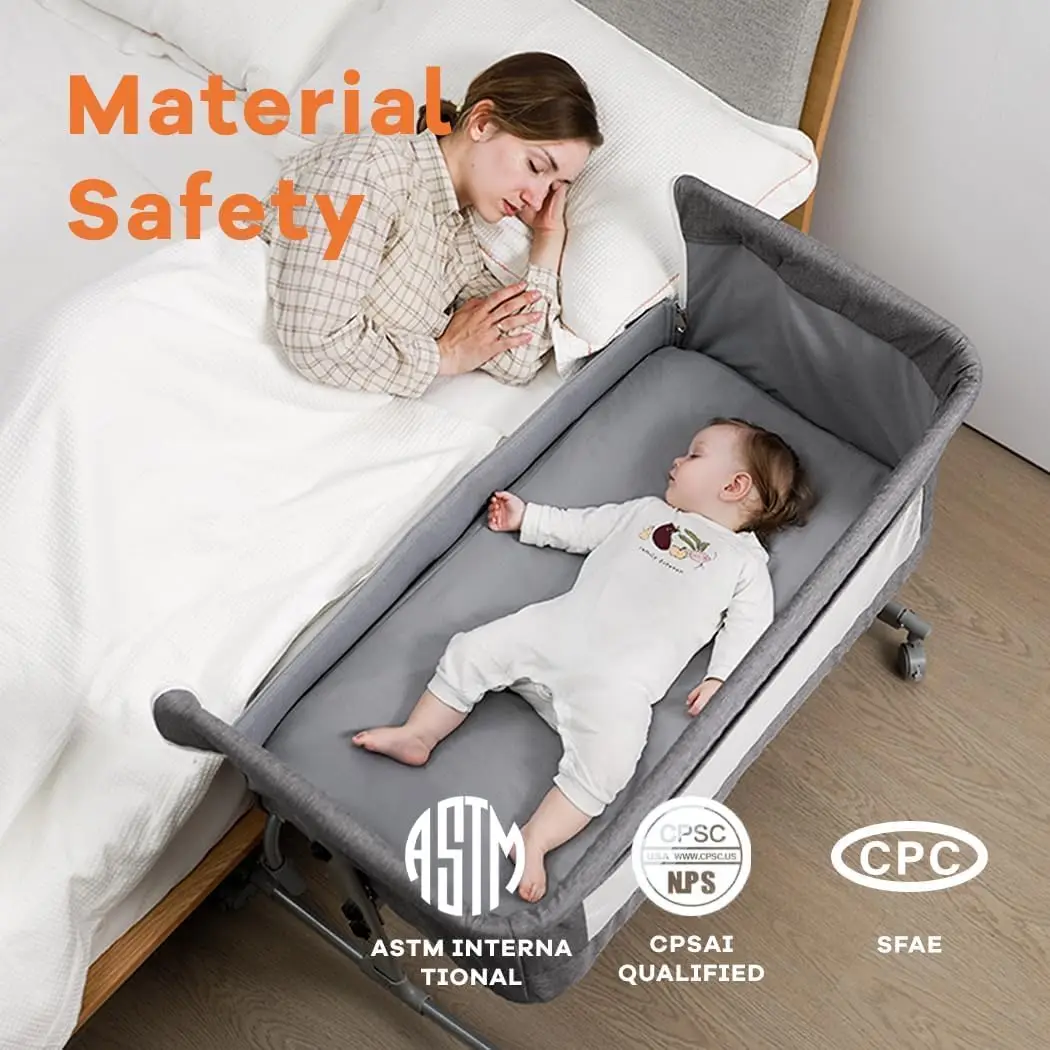 3-in-1 baby bed, portable crib, baby playpen, 0–3 years, multifunctional, foldable and adjustable, with a mosquito net and castors