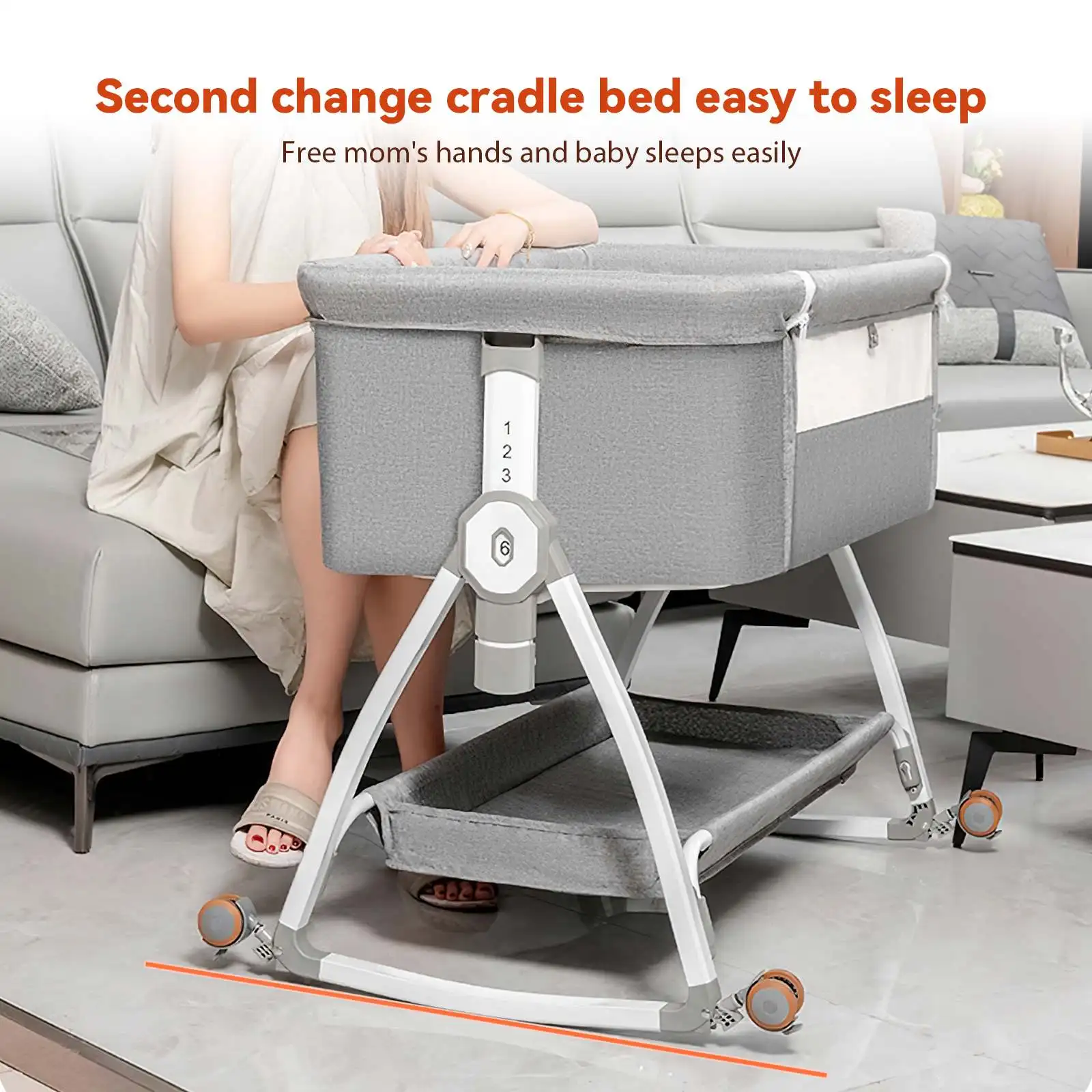 3-in-1 baby bed, portable crib, baby playpen, 0–3 years, multifunctional, foldable and adjustable, with a mosquito net and castors