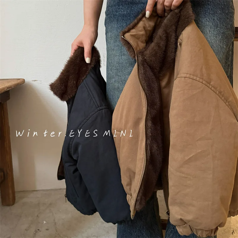 Children's Jacket 2025 Winter New Boys and Girls Solid Color Thickened Zipper Shirt Baby Stand Collar Jacket Trendy