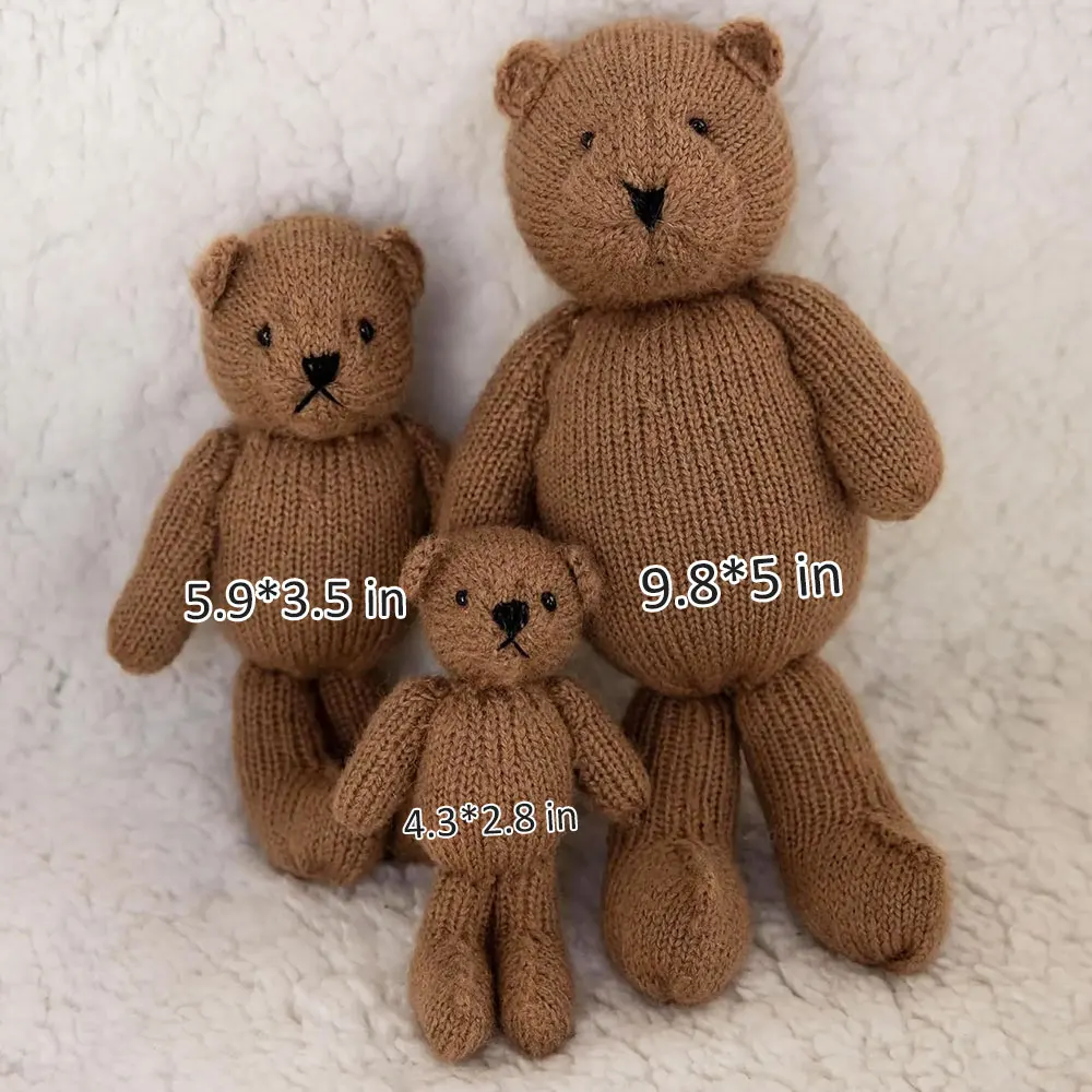 Handmade Crochet Teddy Bear Newborn Photography Props, Cute Crochet Knitted Photography Props for Baby Accessories for Posing