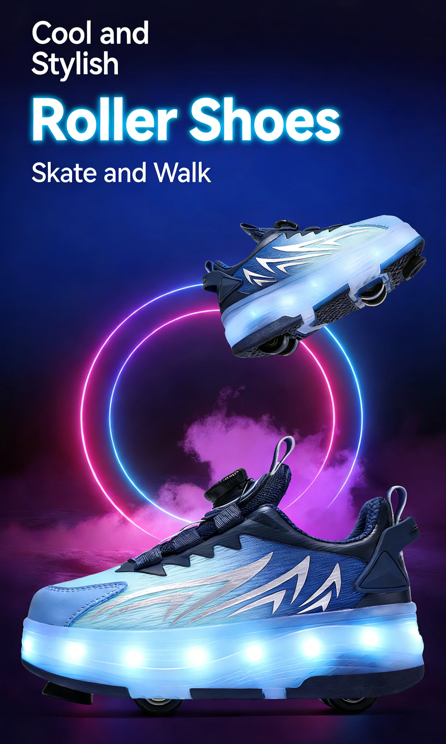 Luminous Roller Skate Shoes with 4 Removable Wheels Glowing LED Sneakers for Kids Boys Girls USB Charging Sports Shoes