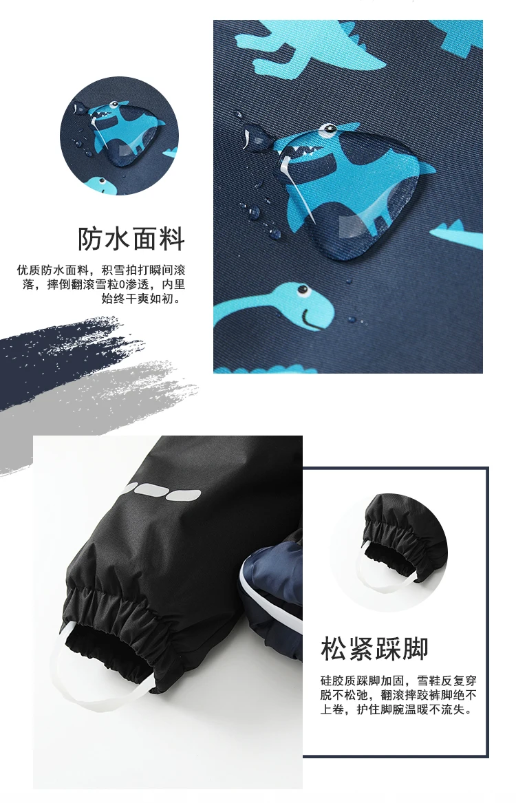 Baby Boys One-Piece Ski Suits Children's Snowboarding Fur Hooded Thick Windproof Warm Skiing Sports Clothes for Winter