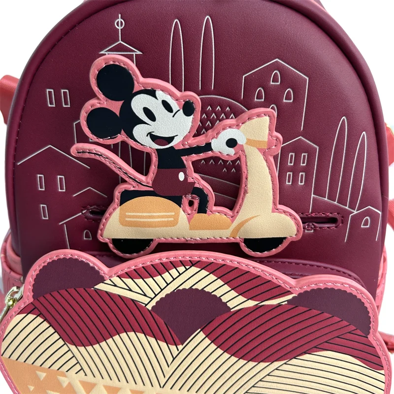 Loungefly Disney Mickey Mouse Ear Pu Leather Women's Backpack Castle Cosplay Leisure Travel Bag Mini Children's Schoolbag