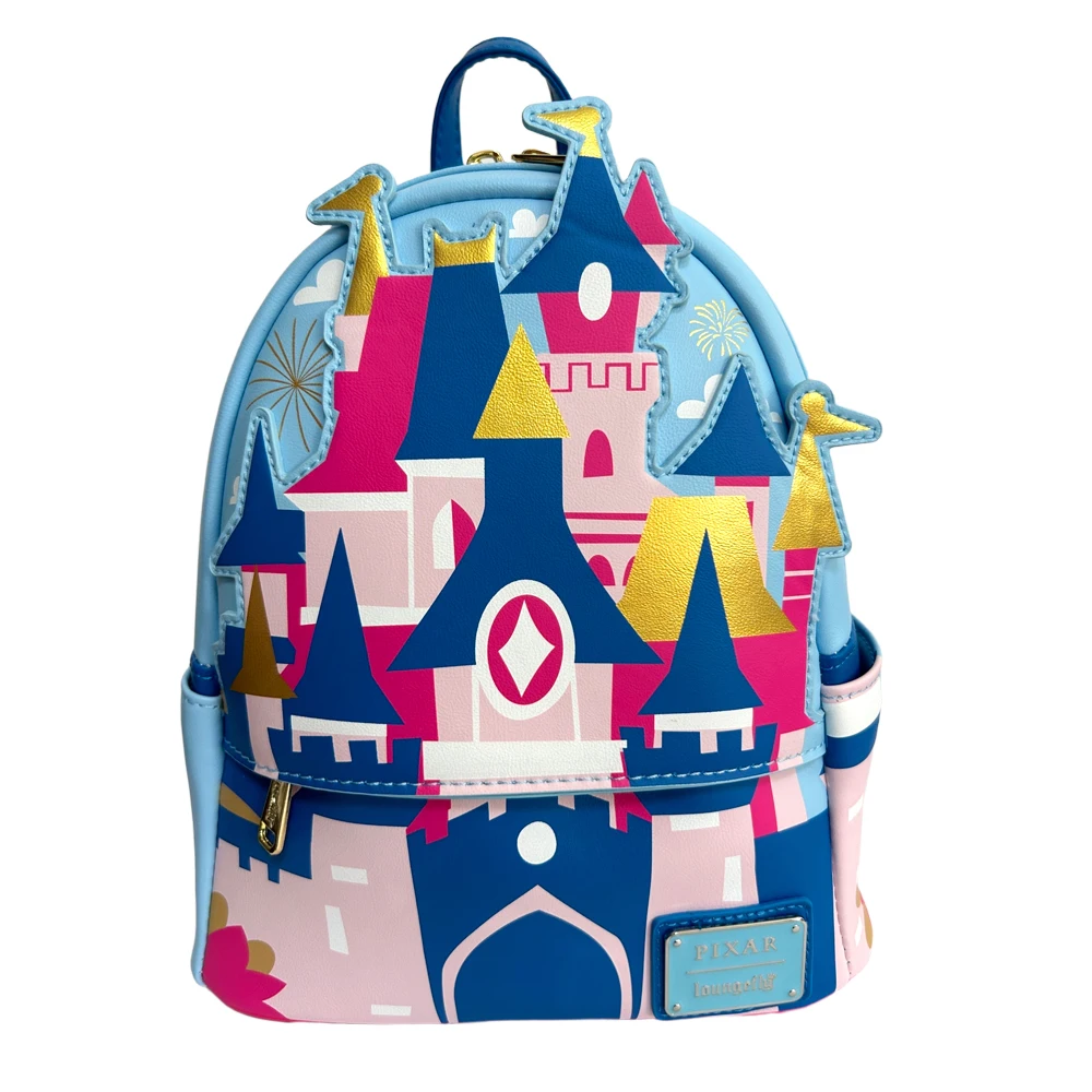 Loungefly Disney Mickey Mouse Ear Pu Leather Women's Backpack Castle Cosplay Leisure Travel Bag Mini Children's Schoolbag