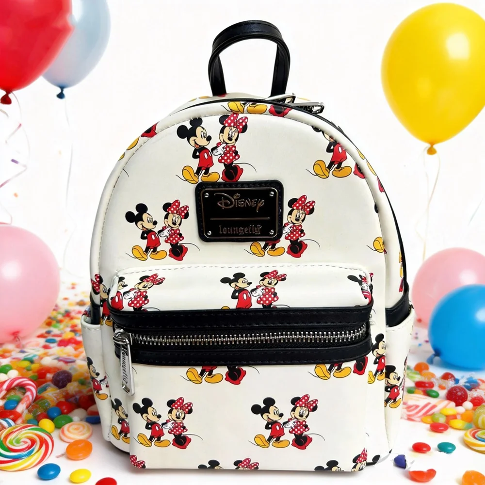Loungefly Disney Mickey Mouse Ear Pu Leather Women's Backpack Castle Cosplay Leisure Travel Bag Mini Children's Schoolbag