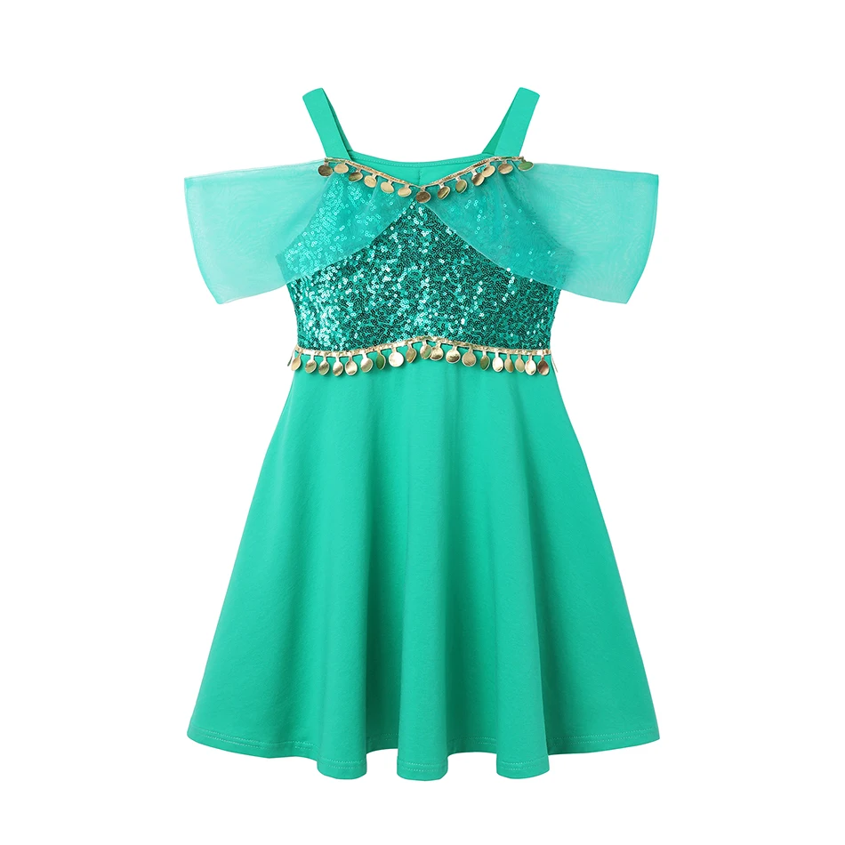 Muababy Jasmine Aladdin Princess Dress for Girls Cosplay Costume Birthday Party Fancy Outfit Toddler Kids Fairy Tale Vestid0