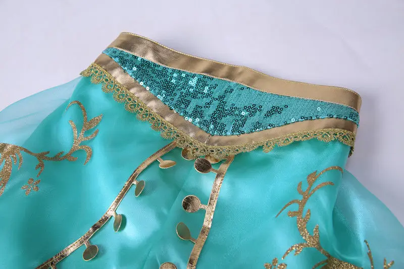 Muababy Jasmine Aladdin Princess Dress for Girls Cosplay Costume Birthday Party Fancy Outfit Toddler Kids Fairy Tale Vestid0