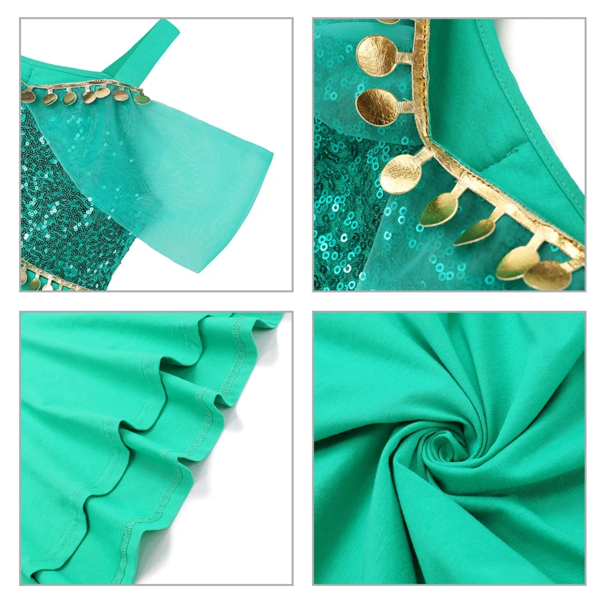 Muababy Jasmine Aladdin Princess Dress for Girls Cosplay Costume Birthday Party Fancy Outfit Toddler Kids Fairy Tale Vestid0